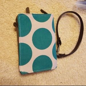 Everyday Wristlet In Teal Mod Dot